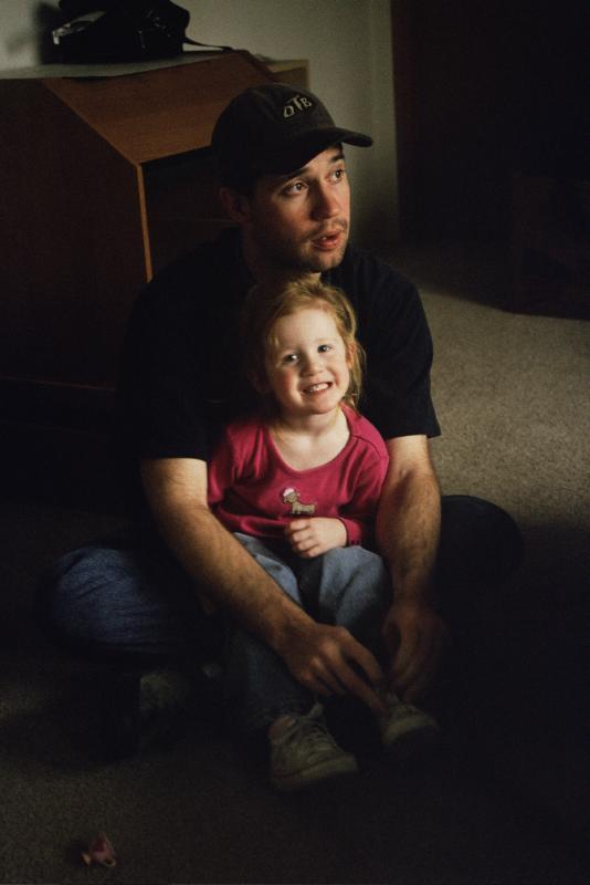 Father and daughter, natural indoor light