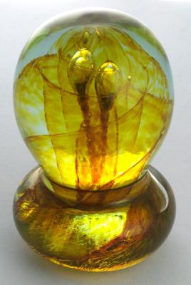 Glass Careess massage ball, Gold Topaz