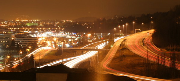 Freeway traffic at night
