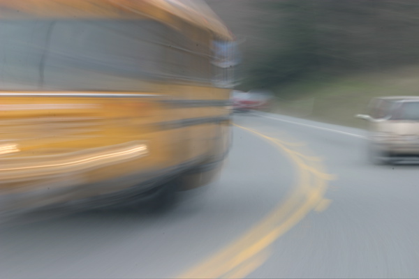 Blurry bus on the highway
