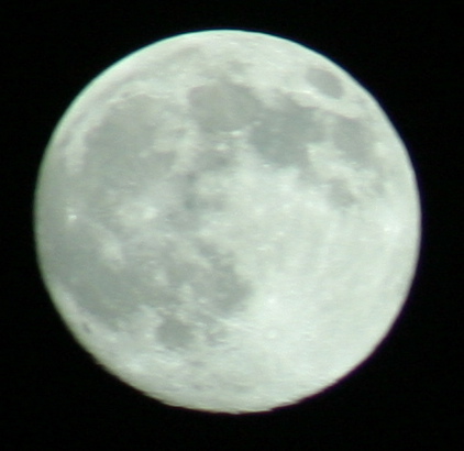 nearly full moon (the white face)